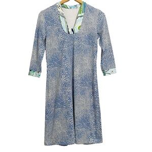 J. McLaughlin Blue Animal Catalina Cloth Print Dress XS